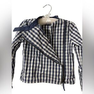 Stella McCartney for bay gap Navy and White gingham Kids moto jacket 5yrs